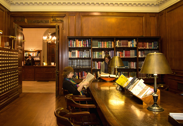 Library members working in the Reference Room