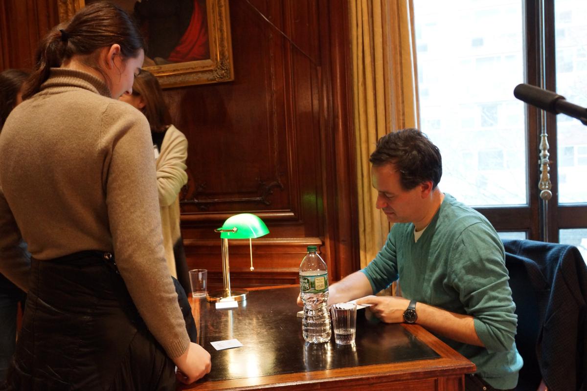 David Levithan signs books for his eager readers.